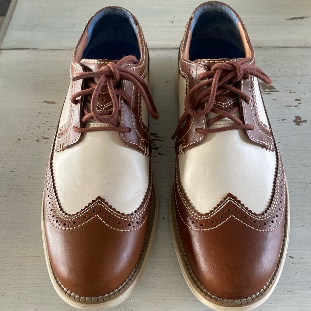Skechers Mark Nason Wingtip Brown and White Leather Oxford Shoes. Size 8